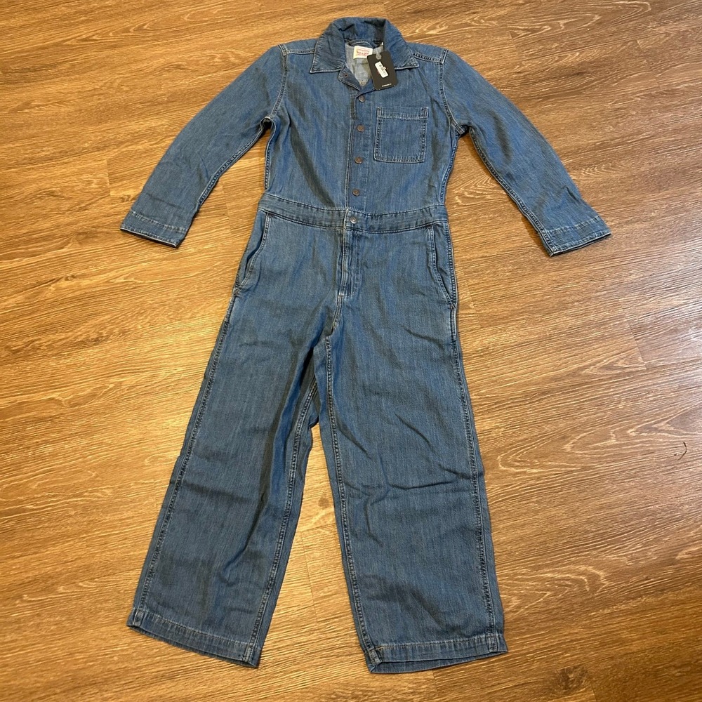 Levi Strauss Standard Fit Jumpsuit Womens Extra Small Blue Denim Boiler Suit NWT